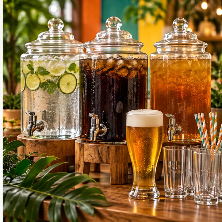 Água, refrigerantes e chopp compatíveis com o cardápio